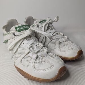Diesel HUNTER Sneakers White with Green Accents Men's Size 7.5 / EUR 40 Vintage